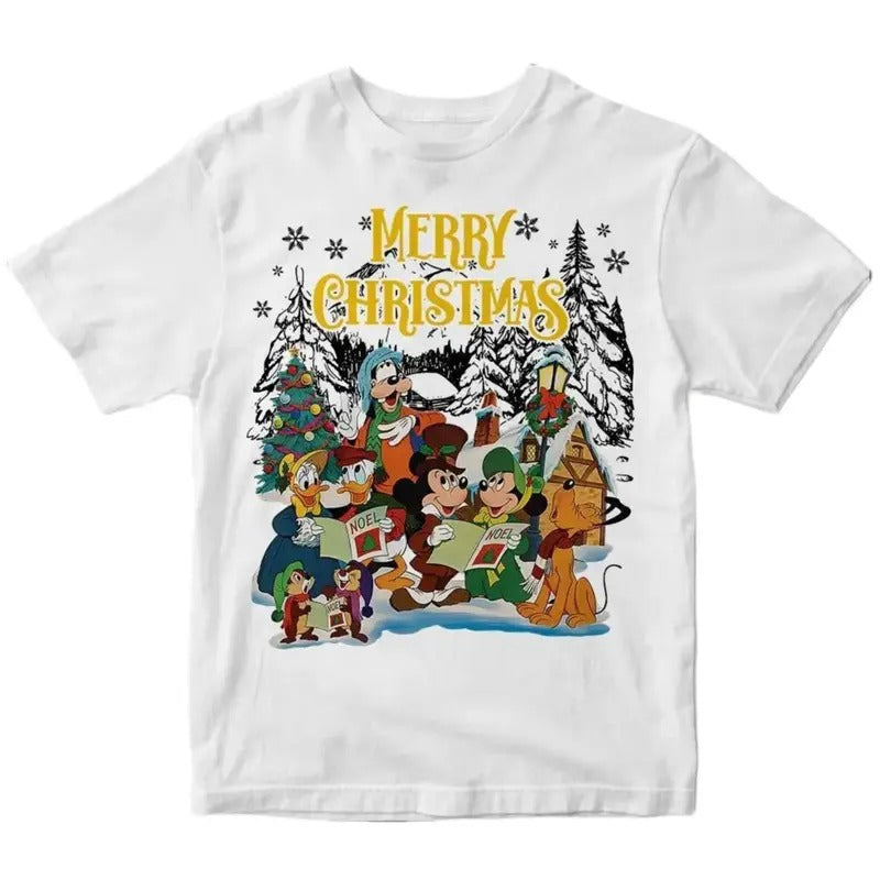 Disneyy Cartoon Shirt - Mickeyy and Friends Merry Christmas Graphic Tee - Cute Christmas Gifts for Women - Top, Womenswear