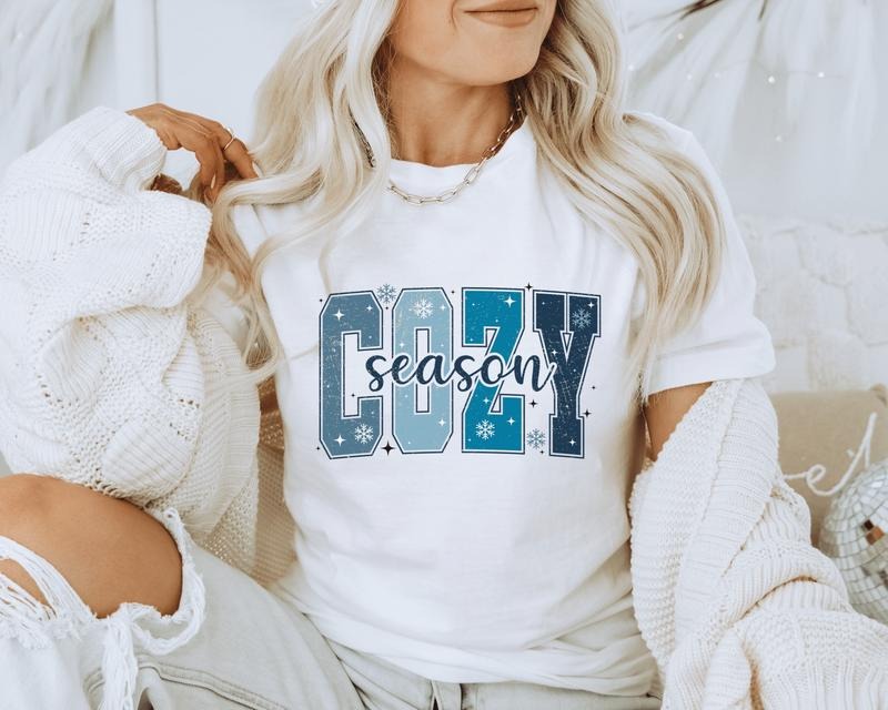 Distressed Cozy Season Christmas Unisex Shirt - Funny Holiday Graphic Tee, Soft Unisex Short sleeve or Long sleeve Shirt