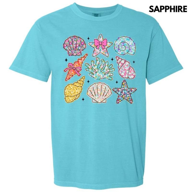 Ditzy Seashell Collage Comfort Colors T-Shirt 'NLB'