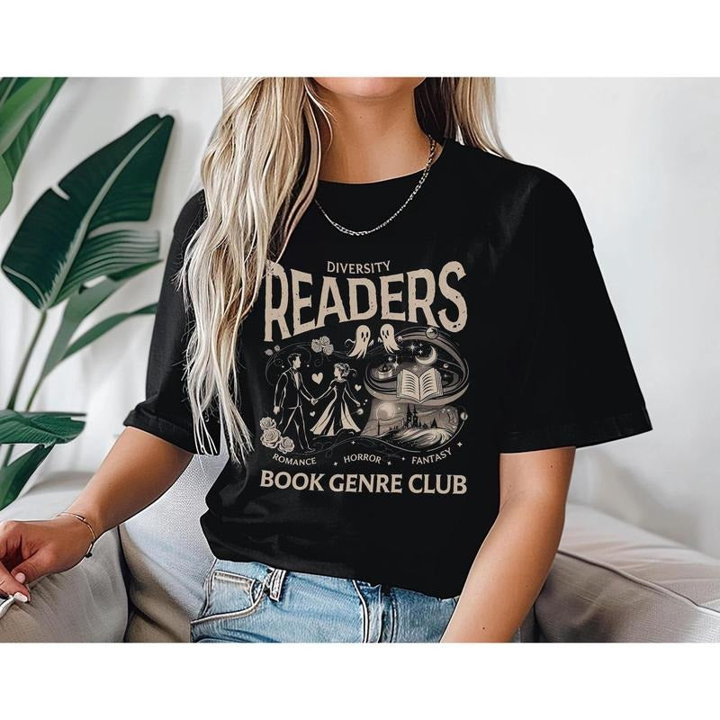 Diversity Readers Book Genre Club T-Shirt, Romance Horror Fantasy Tee, Book Lovers Shirt, Readers Book Club Tee, Fantasy Horror Romance Gift