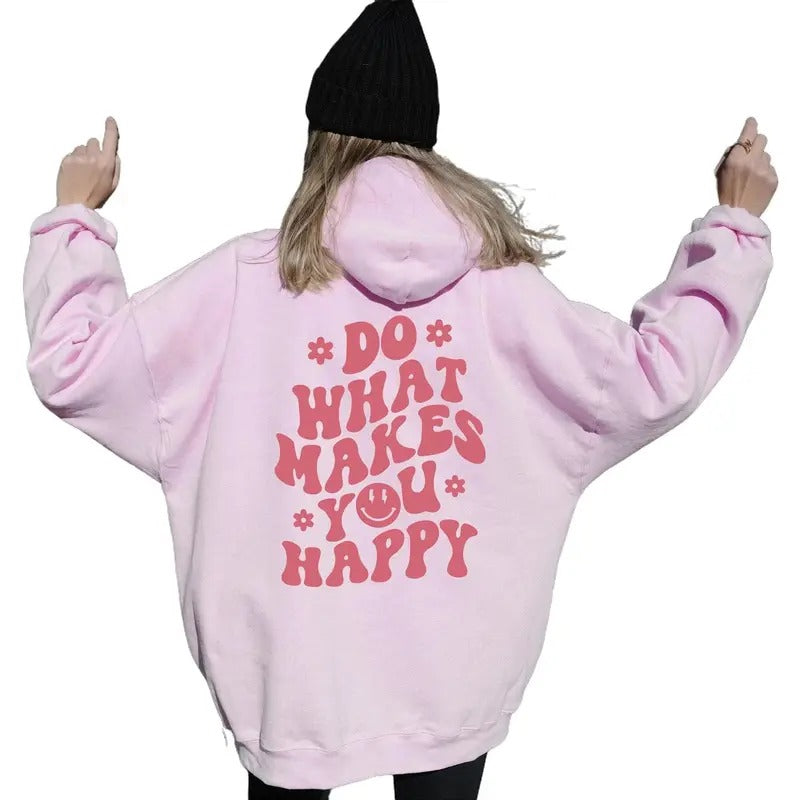 Do What Makes You Happy Sweatshirt, Aesthetic VSCO Crewneck Sweatshirt, Teens Clothes Knit Womenswear Casual Comfort