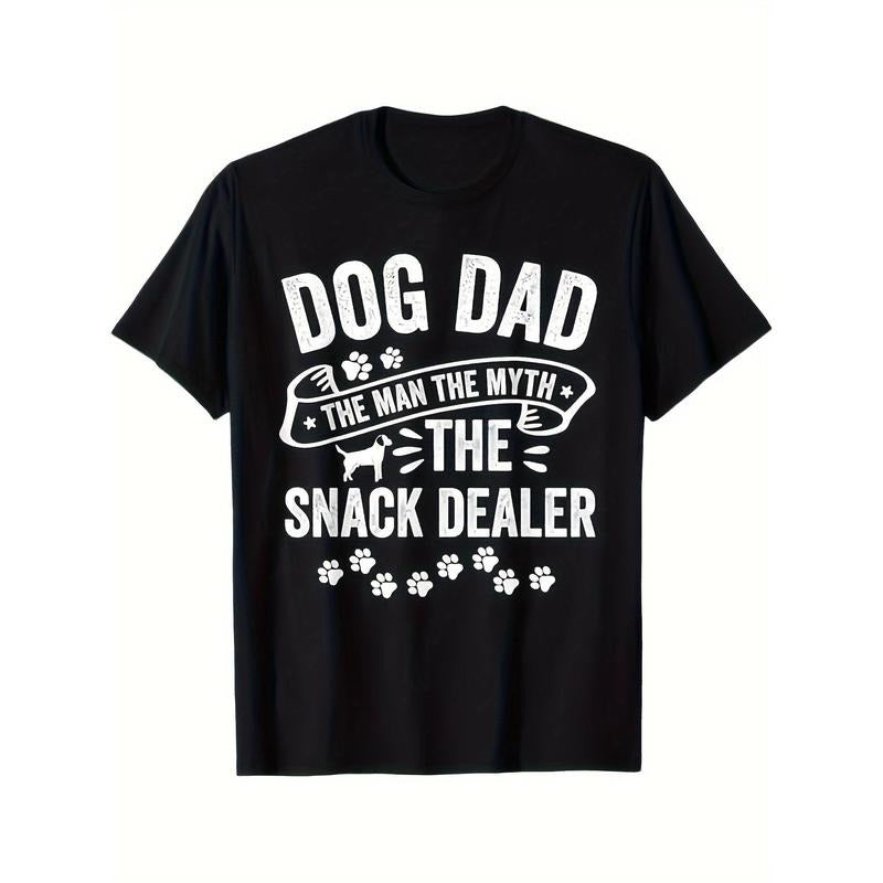 Dog Dad Man Myth Snack Dealer Funny Paw Dog T-Shirt, 100% Cotton, Halloween Thanksgiving Christmas Gift For Men Women Family Friends, S-XXXL, Black made in usa