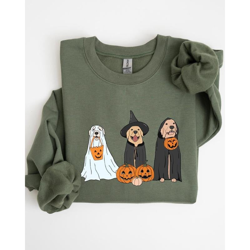 Dog Ghosts, Skeleton, Funny, Pumpkin, Spooky, Witch, Aesthetic, Meme, Halloween, Costume Sweatshirt