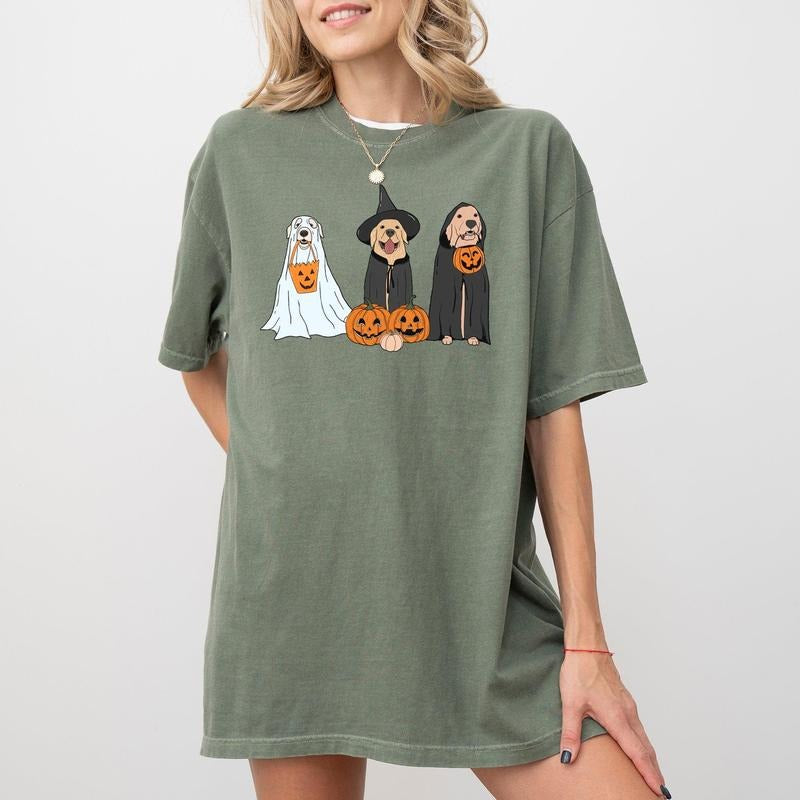 Dog Ghosts, Skeleton, Funny, Pumpkin, Spooky, Witch, Aesthetic, Meme, Halloween, Costume, Tshirt, Women's, Comfort Colors Tee, Spooky, Tshirt, Witch, Pumpkin, Ghost, Skeleton
