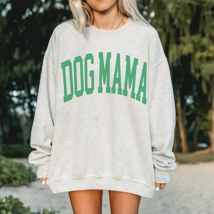 Dog Mama Sweatshirt, Dog Mom Sweatshirt, Dog Mom Shirt, Gift for Dog Mom, Dog Lovers Gift, Trendy Varsity Crewneck, Oversized Sweater, Dog Mama Shirt