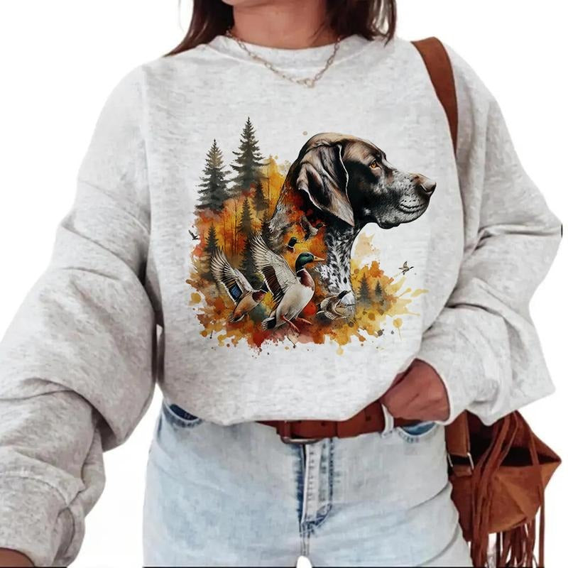 Dog and Mallard Duck Sweatshirt Hello Hunting Season T-shirt, Hoodie, Unisex for Husband, Wife, Nature Animal Lover Pullover Cotton