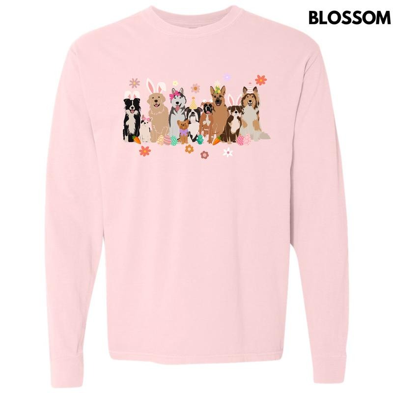Doggy Easter Celebration Long Sleeve Comfort Colors T-Shirt 'NLB'