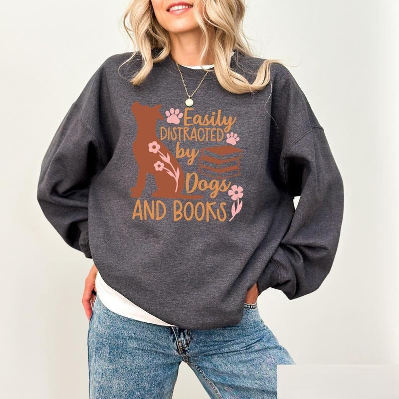Dogs And Books Hoodie, Read Book Sweatshirt, Bookish Sweater, Reading Hoodie, Book Lover Hoodie, Librarian Gift, Book Lover Gift SLQ37