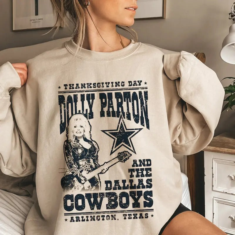 Dolly Parton Shirt Thanksgiving Day Sweatshirt Parton and The D.Cowboys Hoodie Vintage 90s T-shirt Music Concert Shirt Gift For Fans