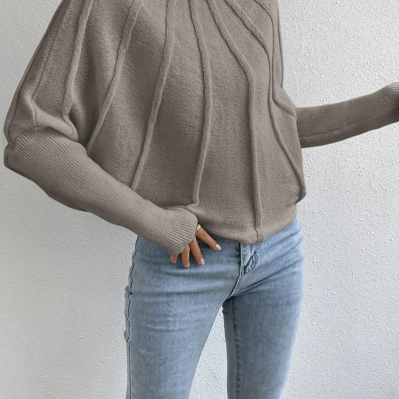Dolman Long Sleeve Mock Neck Sweater Pullover TopY2K