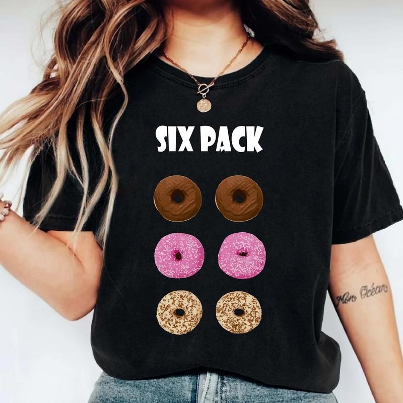Donut Six Pack T-Shirt, Funny Workout Gym Shirt, Donut Lover Gift Tee, Sarcastic Food Lover Tee.