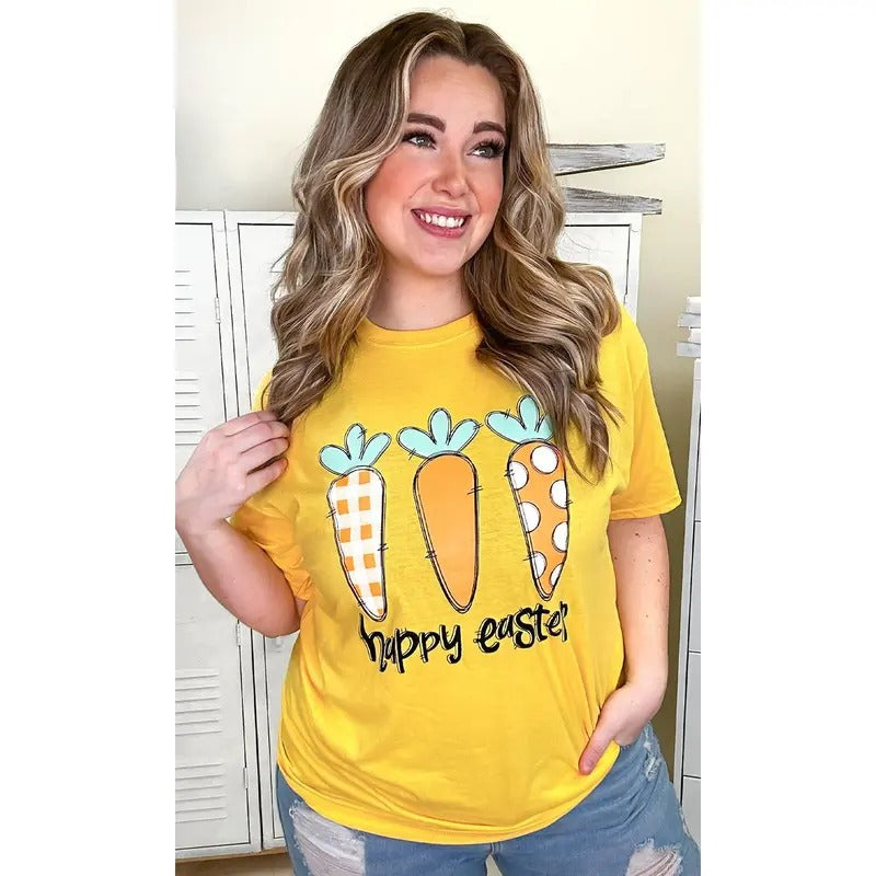 Doodle Carrots Happy Easter Graphic Shirt