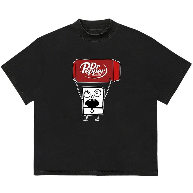 Doodlebob Dr Pepper T Shirt Funny Soda Lover Humor Gen Z Silly Dank Meme T-Shirt