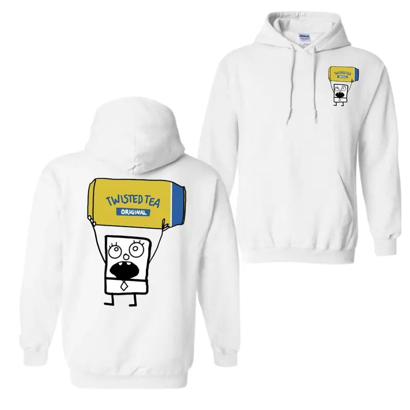 Doodlebob Twisted Tea Essential 2 Sided Hoodie Sweatshirt T-Shirt, Funny Drinking T-Shirt For Men And Women, Trendy Shirt