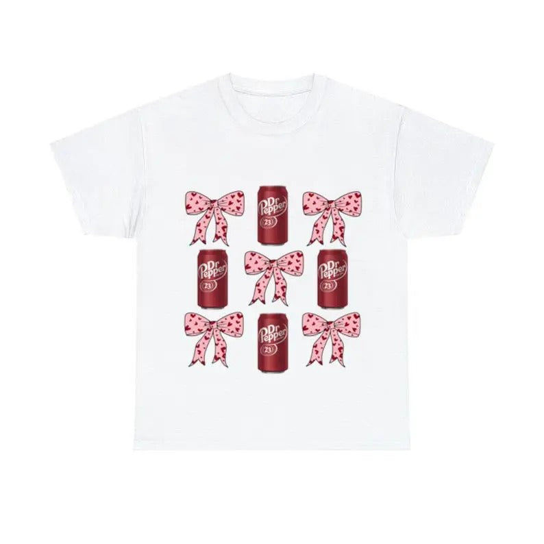 Dr.Pepper Coquette Bow Pink T-shirt, Retro Soda Dr Pepper Shirt, Casual Classic Cotton Shirt Gift For Men And Women
