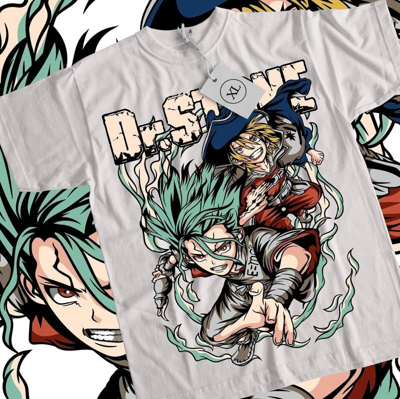 Dr. Stone T-Shirt S-4XL Senku Ishigami Ryusui Asagiri Seiyuu Vintage Shirt Tshirt S-4XL