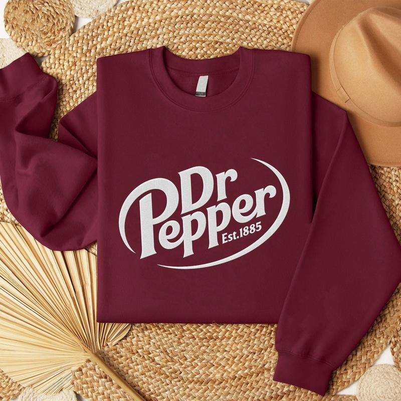 Dr. Pepper Embroidered Sweatshirt, Dr Pepper Lover Embroidered, Dr Pepper Embroidery Gift, Gift For Girlfriend, Boyfriend