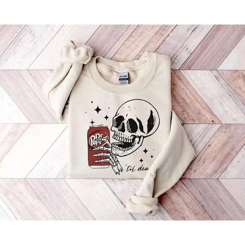 Dr Peppeer Skull Sweatshirt, Funny Halloween Shirt, Skull Sweater, Halloween Shirt, Trendy Halloween Shirt, Halloween Skeleton Shirt, Gift