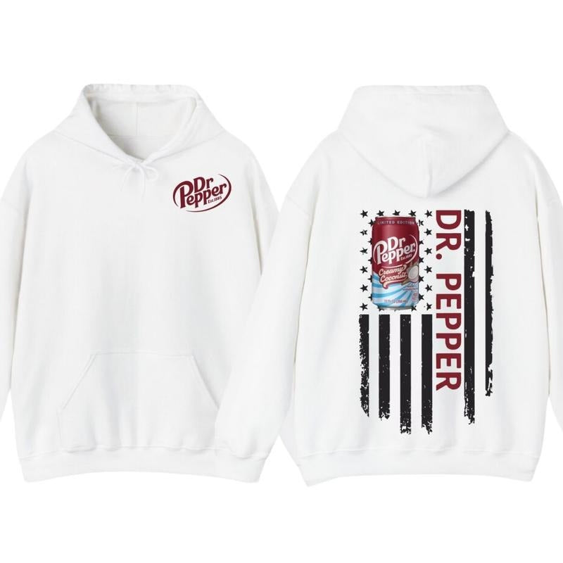 Dr.Pepper Coconut Cream Logo Flag 2 Sides T-Shirt, Hoodie - Dr.Pepper Trendy Graphic Tee Full Colors Gift For Men For Women, Trendy Summer Vacations, Dr.Pepper Merch Hoodies