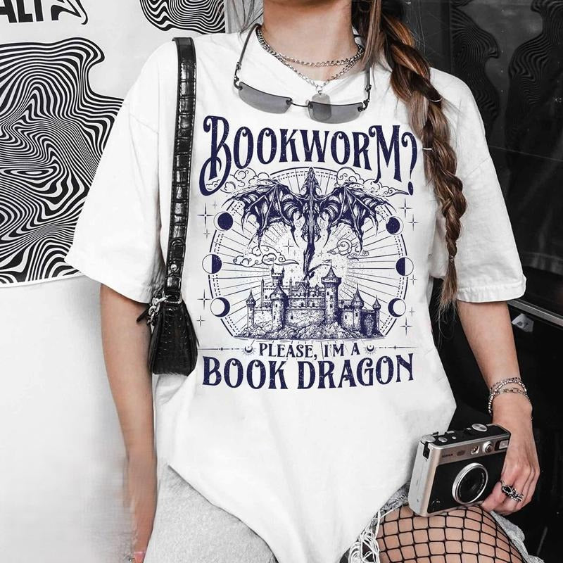 Dragon Book Comfort Colors T-shirt, Bookworm Tee, Reading Shirt, Reading Lover Gift, Bookish Shirt, Fantasy Book Shirt, Gift for Reader M9IVB