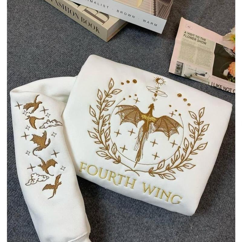 Dragon, Fourth Wing Embroidered Shirt, Basgiath War College, Embroidery Crewneck, Book Sweater, Gift for Book Lover