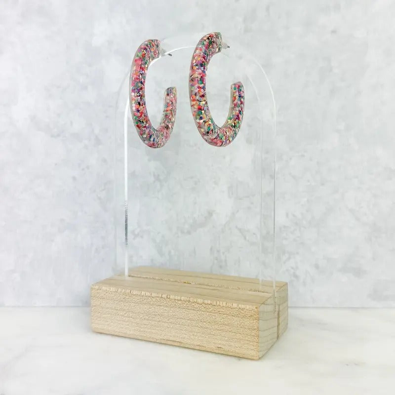 Dream On Glitter Hoop Earrings