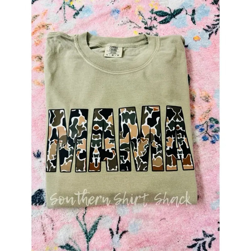 Duck Camo Mama t shirt | Sand comfort colors t shirt | Camo mama t shirt