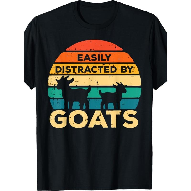 EWH Easily Distracted By Goats Retro Farm Farmer Men Women T-Shirt made in usa