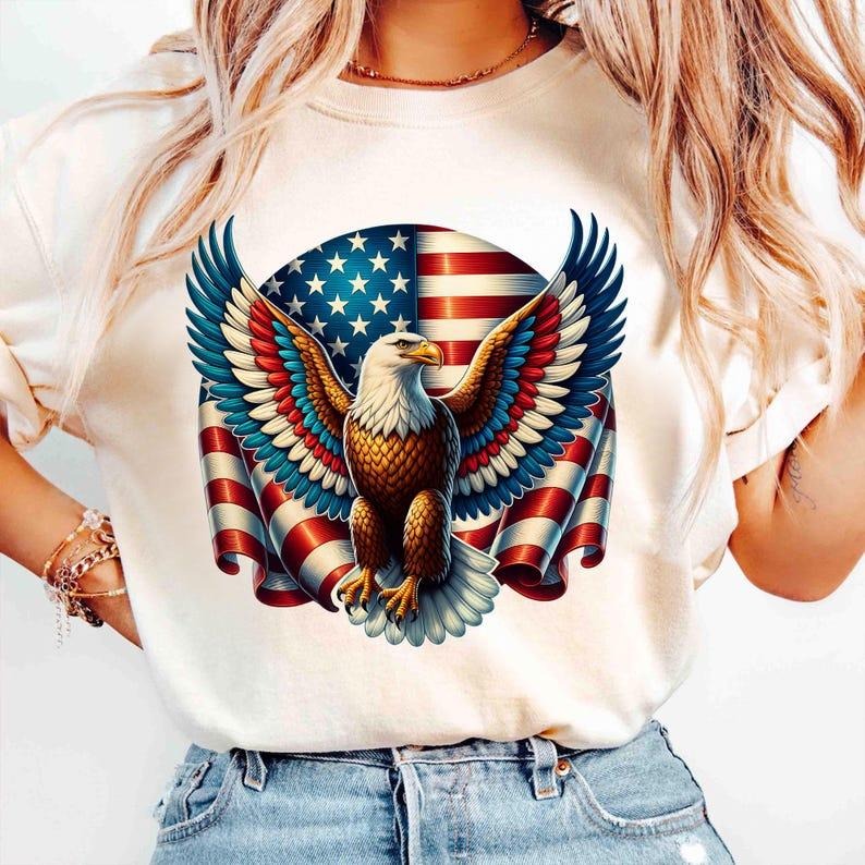 Eagle America shirt, Independence Day, 4th of July tshirt, cross 4th of july tshirt, christian memorial day shirt, Coquette tshirt, DTF, Gift for Mom, Menswear Top, women top, Gift For menswear
