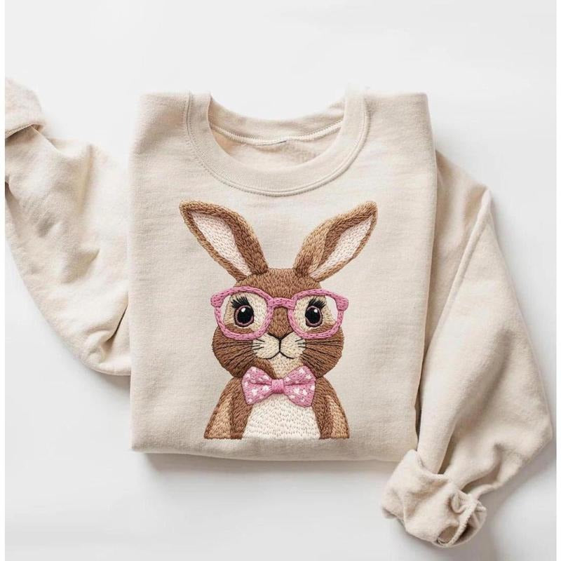Easter Bunny Sweatshirt, Easter Rabbit T-shirt, Easter Bunny Hoodie, Easter Gift for Mom, Kids Easter Sweatshirt, Retro Bunny Shirt