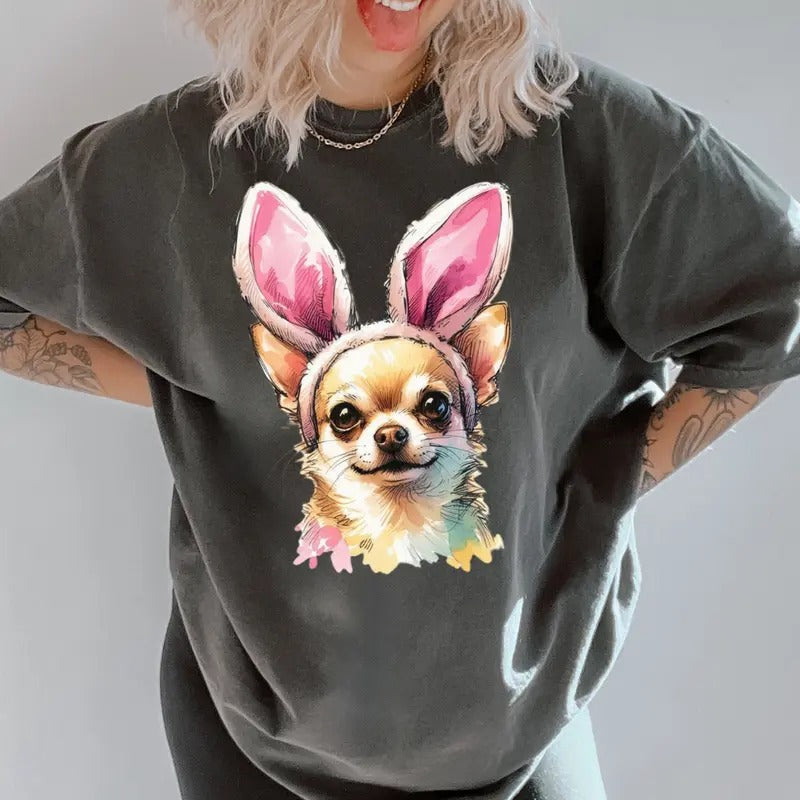 Easter Chihuahua Shirt ~ Unisex Apparel Relaxed Fit Printed In The USA Clothing Womenswear Casual Comfort Cotton
