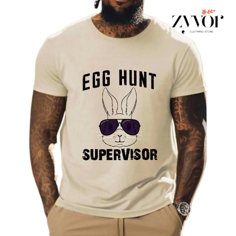 Easter Egg Hunt Supervisor Funny Mom Dad Shirt Casual Style Crew Neck Short Sleeve T-Shirt Tops Trendy for Unisex, Perfect Gift