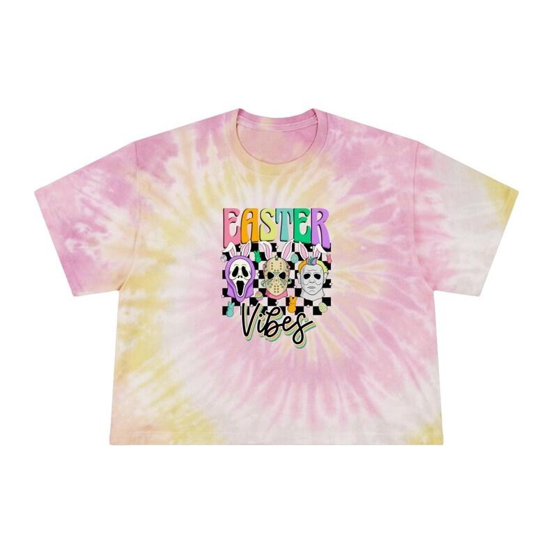 Easter Vibes Tie-Dye Crop Tee, Easter Shirt, Spooky Easter Shirt, Spooky Shirt, Halloween Easter Shirt, Womens Easter Shirts, Easter Vibes