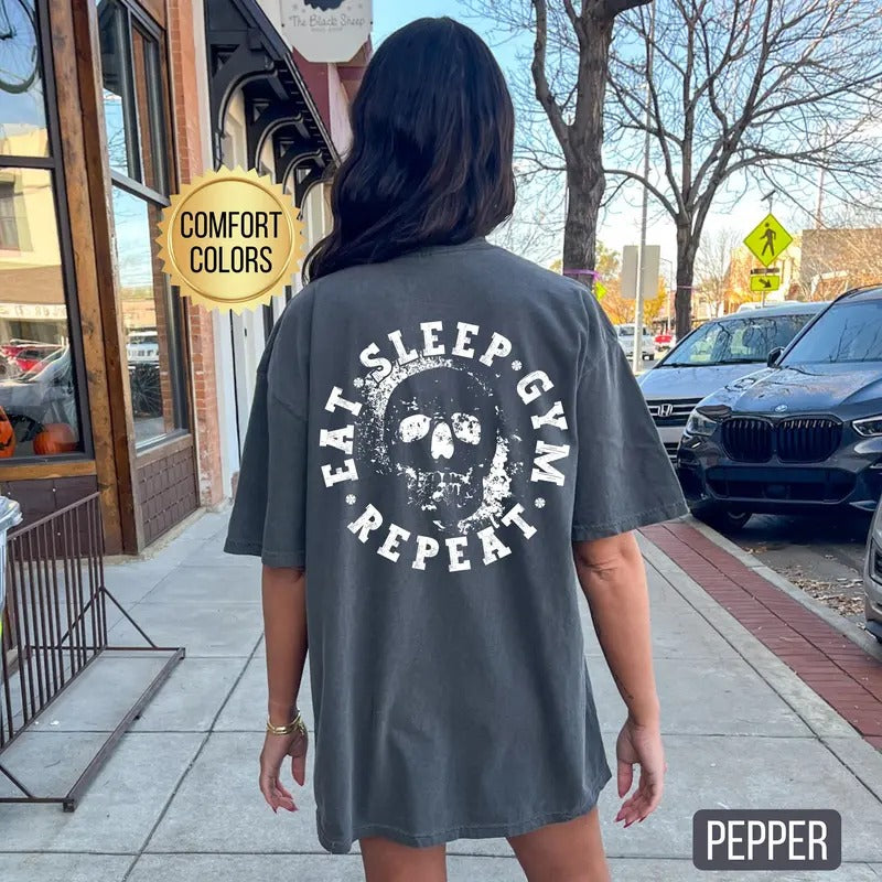 Eat Sleep Gym Repeat Shirt s Skull Lifting Shirt Pump Cover Tshirt Gym Tshirt Gym Pump Cover Gym Lover Gift Gym Rat Tee