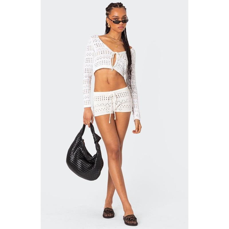 Edikted Women's Betsy Tie Front Knitted Shorts