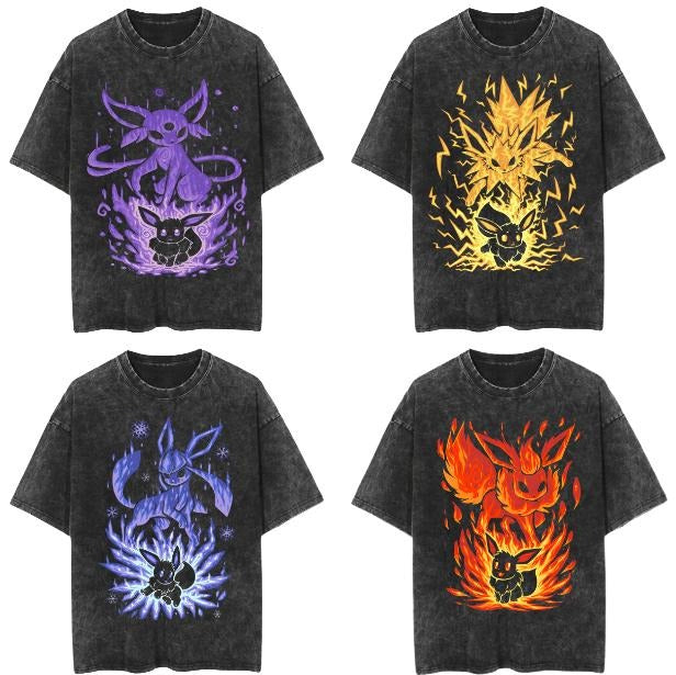 Eevee All Evolution Vintage Tee, Eevee T-Shirt, Pokemon Graphic Tees, Unisex Anime Shirt, Menswear Womenswear Streetwear