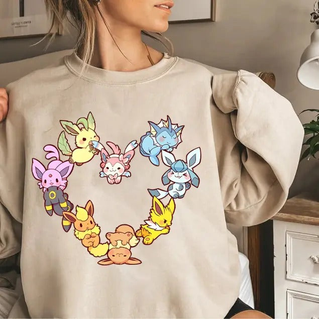 Eevee Evolution Sweatshirt, Slyveon, Umbreon, Espeon, Flareon Anime, Vintage Anime Sweater, Anime lover gift, Anime merch, Anime Lover Sweatshirt, Hoodie Gift, Gift for anime fan, Sweater, Anime Gift, Kawaiistyle{n002}4