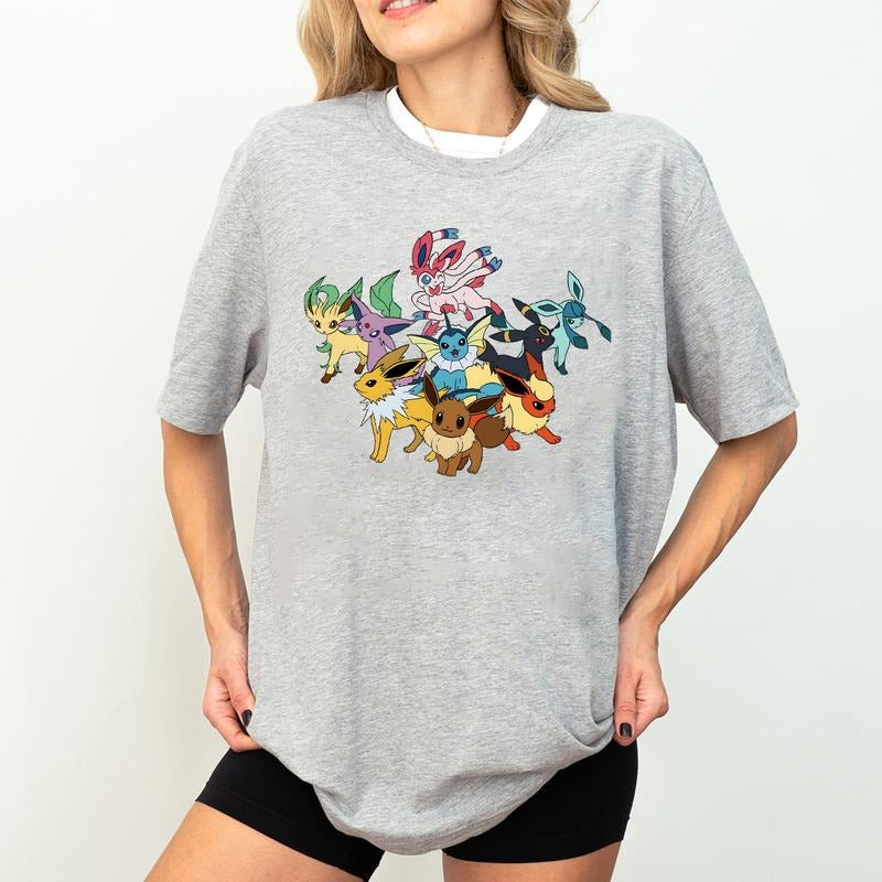 Eevee Evolutions T-Shirt Sweatshirt, Eeveelution Sweatshirt, Eevee Pokemon Shirt, Sylveon, Umbreon, Espeon, Flareon Anime, Pokemon Sweatshirtstyle{n002}2