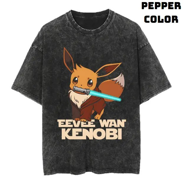 Eevee Wan Kenobi Vintage Tee, Eevee Shirt, Pokemon Shirt, Anime Manga Shirt, Halloween Shirt, Vintage Graphic Tee, Unisex T-Shirt, Gift For Fan Pokemon, Crewneck Short Sleeve Shirt Top Menswear Streetwear