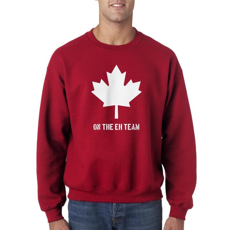 Eh Team Canada Sweater Funny Canadian Shirts Novelty Hilarious Crew Neck Funny Sweater Funny Canada Long Sleeve Crew Novelty Sweatshirts for Men Red