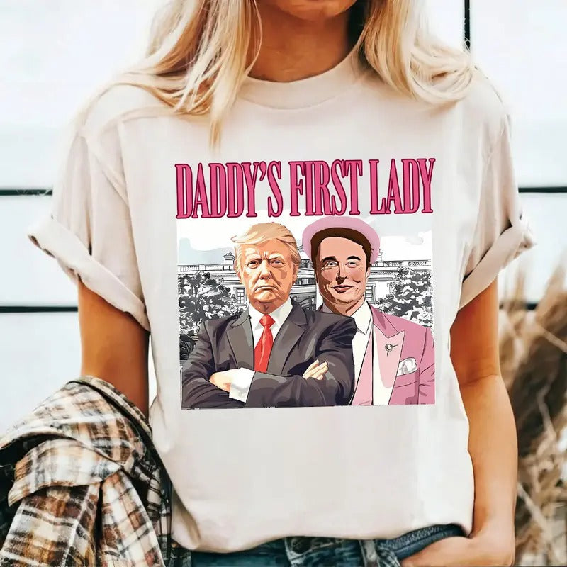 El0n Musk First Lady Shirt, Trummp First Lady Shirt, Funny Shirt Tops Womenswearstyle{n002}2