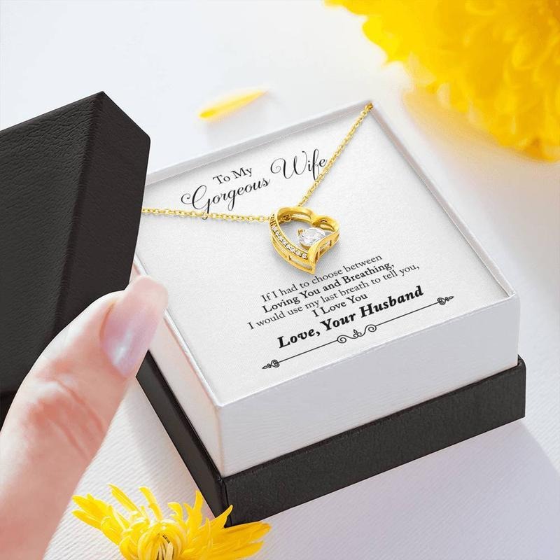 Elegant To My Wife Necklace - Exquisite Gift for Wife, Birthday Present from Husband, Love Necklace with Personalized Message Card, Comes in a Gift Box, Ideal for Valentine's Day, Compact Jewelry Box Included