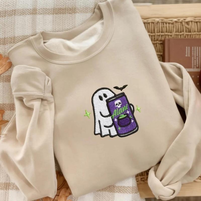 Embroidered Halloween Alani Ghost Sweatshirt, Alani Ghost Sweater, Funny Cute Ghost Alani Sweatshirt, Gift For Alani Lover