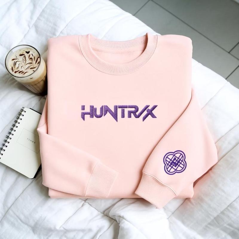 Embroidered Kpop Hunters Sweatshirt, Kpop Huntrix Girls Crewneck, Rumi Zoey Mira Graphic Shirt, Vintage Anime Fan gift