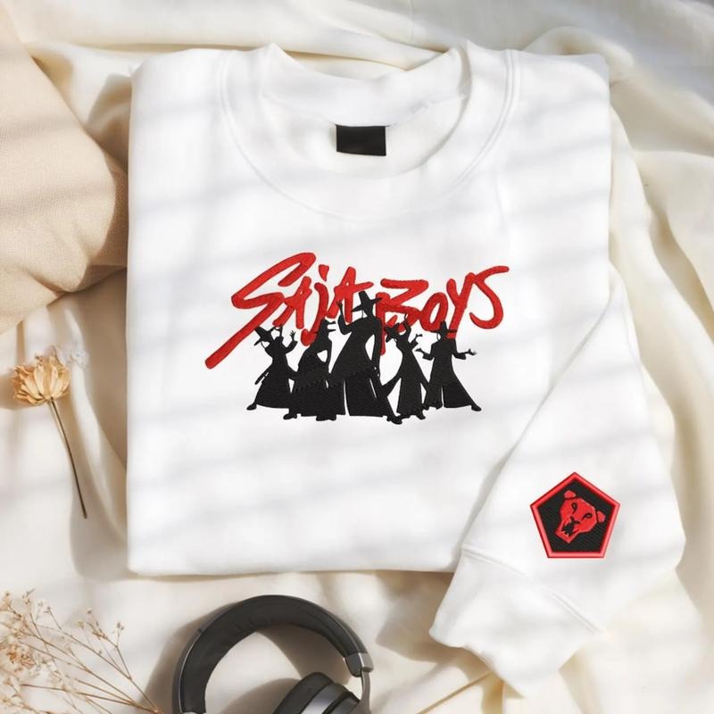 Embroidered SajaBoys Shirt, Kpop Demon Hunter Tee, Custom Bootleg Movie Shirt, Gift for Huntrx Fans, Retro Kpop Merch, Demon Hunter Shirt