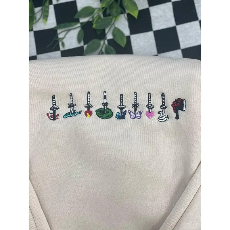 Embroidery Demon Slayer Chibi Nirinchi of all Hashira Shirt, Tengen Rengoku Shinobu Mitsuri Obanai Giyu Sweatshirt Hoodie, To The Hashira Traing Sweatshirt Hoodie, Kimetsu No Yaiba Merch, Demon Slayer Outfit, Anime lover Gift, Christmas Gift