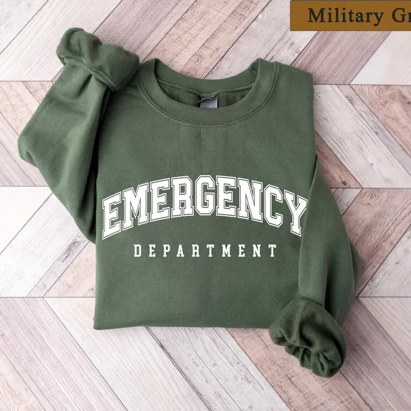 Emergency Department Crewneck Sweatshirt, ER Nurse Shirt, ER Nurse Sweatshirt, Retro Emergency Nurse Shirt, ER Nurse Gift, Rn Sweatshirt