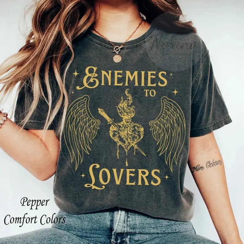 Enemies to Lovers Shirt, Morally Grey Shirt Romantasy Shirt Retro Reader Shirt Hot Girls Read Spicy Booktok Merch In My Bookish Era Smut Tee,
