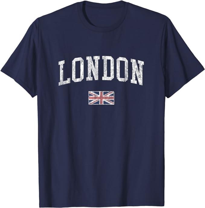 England Shirts, London England T-Shirt Vintage Sports Design British Flag Cotton Fashion Casual Classic