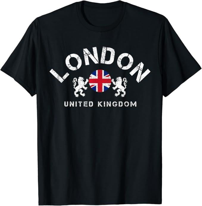 England Shirts, London UK United Kingdom Union Jack England Souvenir Gift T-Shirt Cotton Fashion Casual Classic
